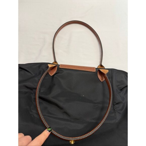 LONGCHAMP Le Pliage Large Foldable Nylon Shoulder Tote Black/Brown - Picture 14 of 15